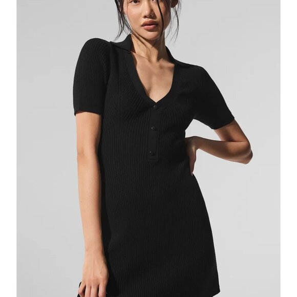 ALO Yoga Supernatural Sweater Dress Style W8315R in Black - Picture 2 of 5